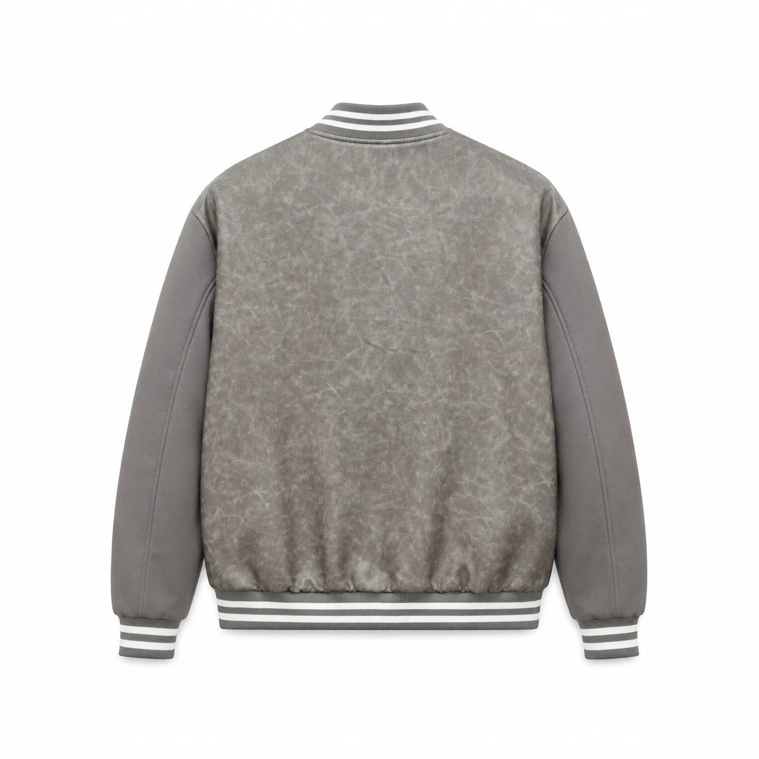 Men's varsity bomber jacket in college style made of faux leather with appliqués Chichicherry