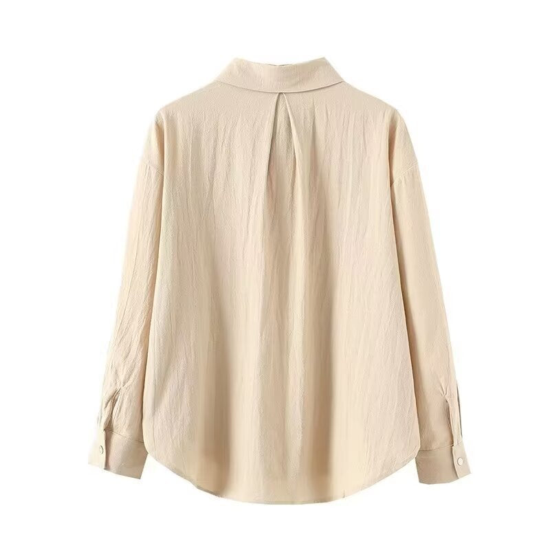 Women's Oversized Shirt Blouse made of lightweight Crepe with rounded hem and classic collar Chichicherry
