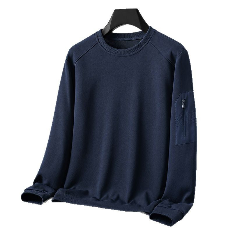 Men's Crew Neck Sweatshirt with Zip Arm Pocket and Functional Jersey Quality Chichicherry