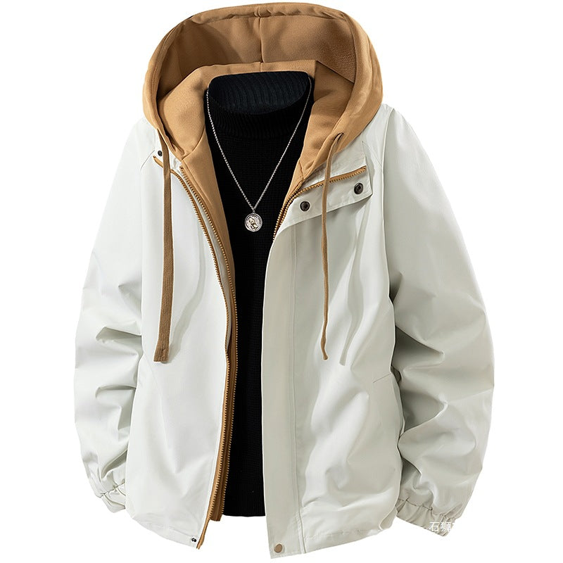 Men's lightweight wind and water-repellent hooded transitional jacket with fleece-lined hood and elastic hem Chichicherry