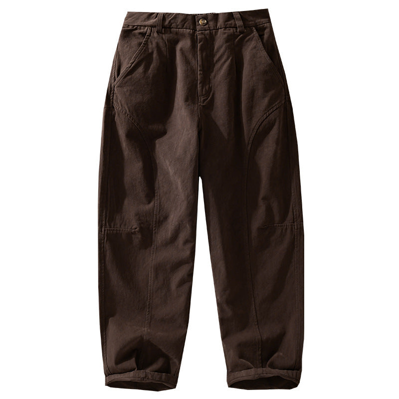 Men's Loose Utility-Style Cargo Pants with Reinforced Knee Panels and Tapered Leg Chichicherry
