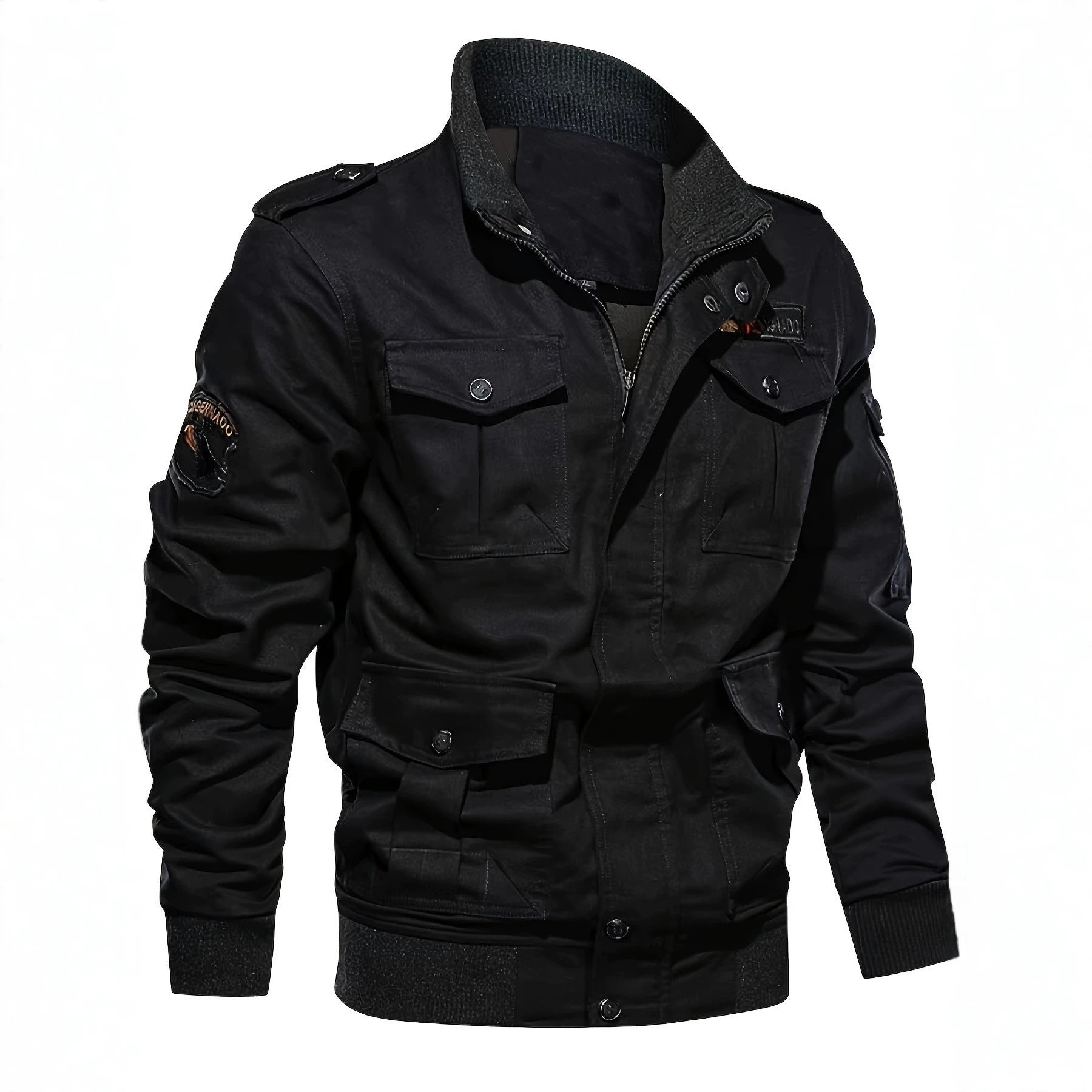 Men's field jacket in military style with multiple pockets and knit collar Chichicherry