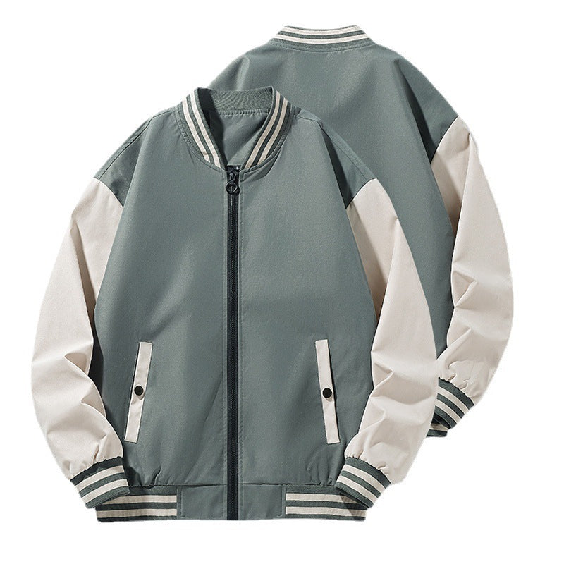 Men's lightweight college bomber jacket with contrasting striped ribbed collar and full zip Chichicherry