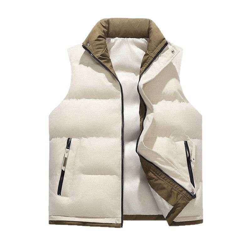 Men's quilted thermal vest with stand-up collar, windproof surface and zip pockets Chichicherry