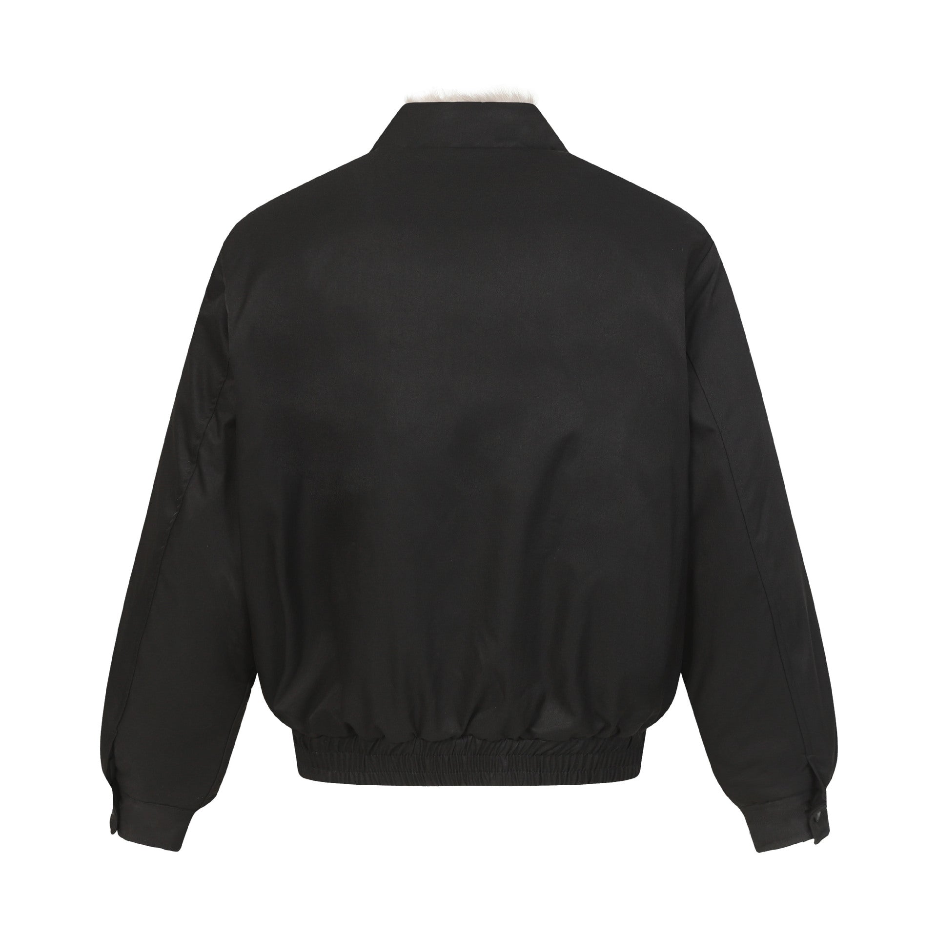 Men's short bomber-style jacket with quilted insulation and faux fur stand-up collar Chichicherry