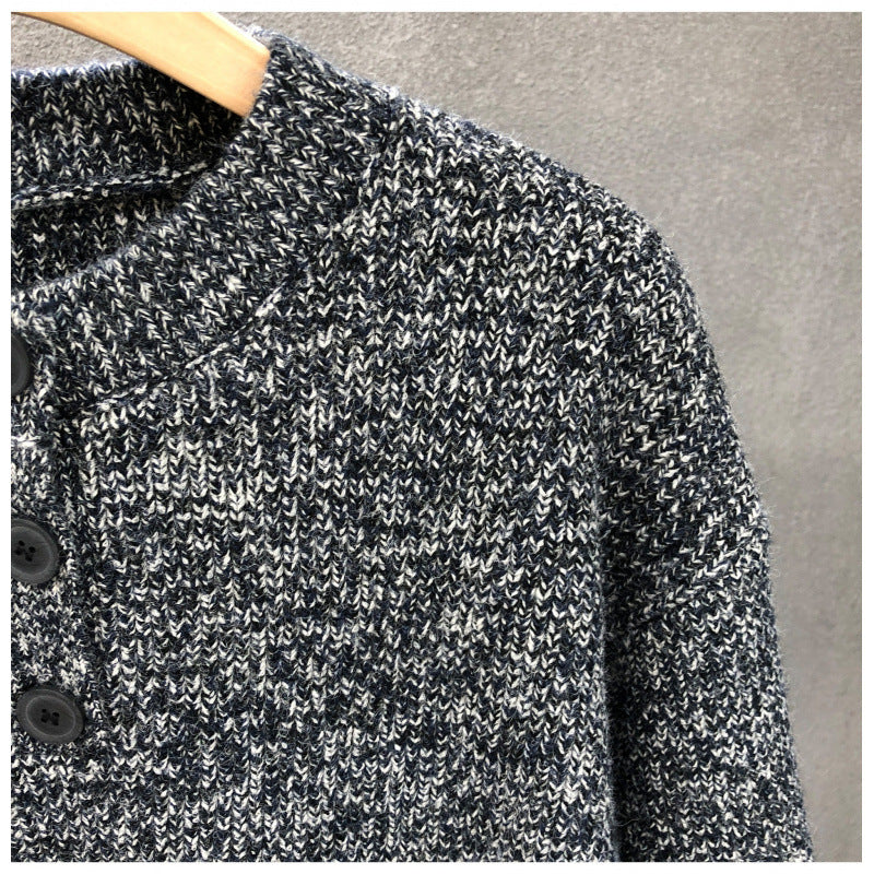 Herren Komfortabler Rippstrick-Halbknopfpullover mit Rundhalsausschnitt und legerer Passform Chichicherry