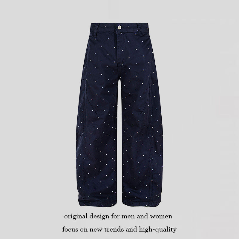 Women's High-Waist Palazzo Pants in Culotte Style with Wide Leg and Subtle Dot Pattern Chichicherry