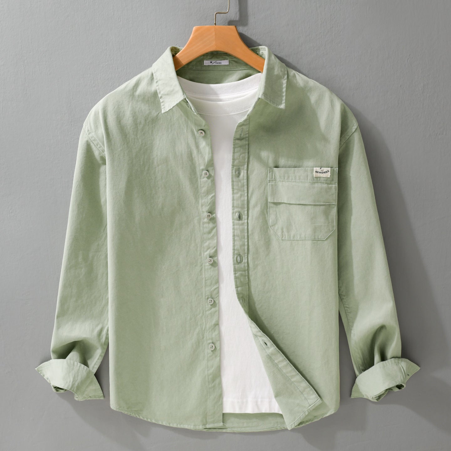 Men's Lightweight Cotton Overshirt with Kent Collar, Chest Pocket and Relaxed Fit Chichicherry