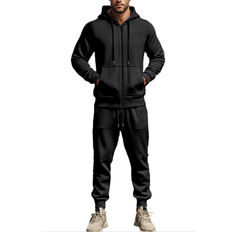 Men's Complete Sweatset with Zipper Hoodie and Tapered Jogging Pants Chichicherry