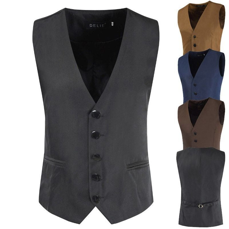 Men's Satin Tuxedo Vest with Tailored Fit, V-Neck and Elegant Button Placket Chichicherry