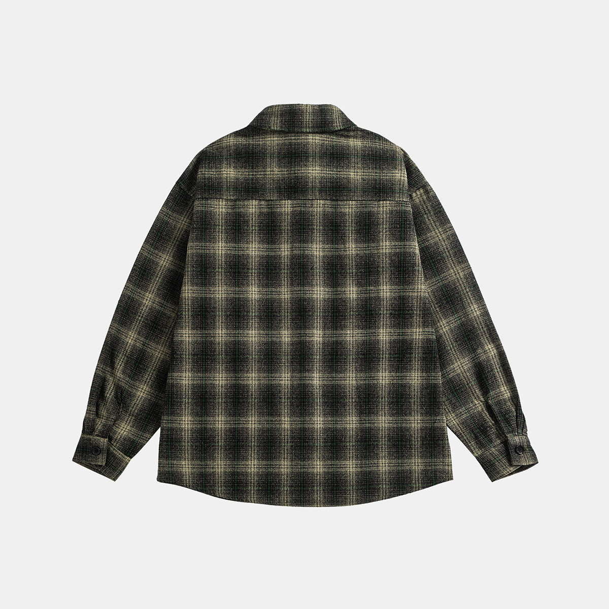 Unisex Checked Overshirt Jacket in Flannel Look with Chest Flap Pockets Chichicherry