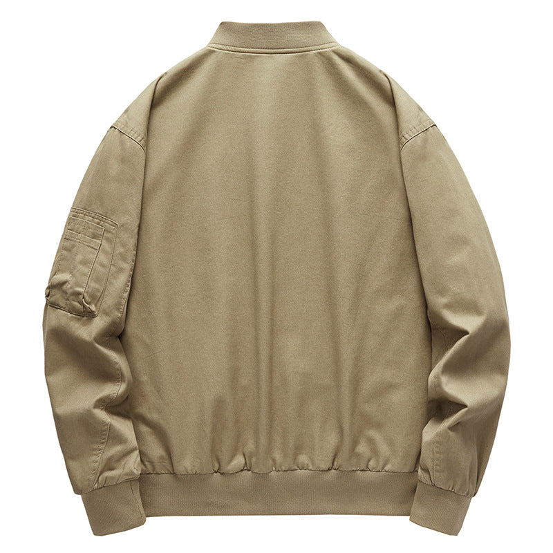 Men's lightweight canvas bomber in pilot cut with zip arm pocket and angled flap pockets Chichicherry