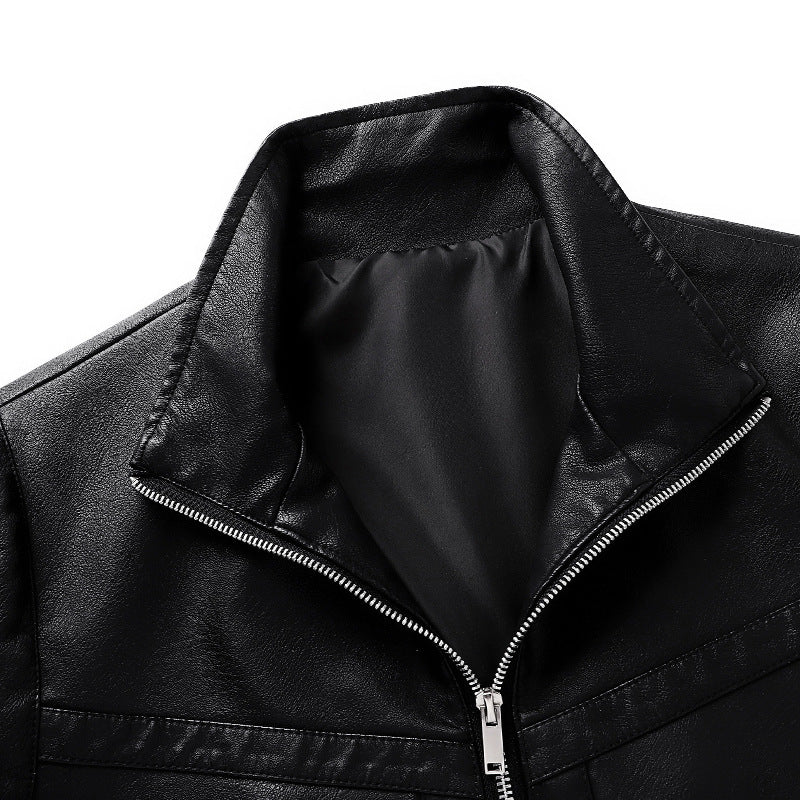 Men's faux leather bomber jacket with ribbed cuffs, stand-up collar and concealed zipper pockets Chichicherry