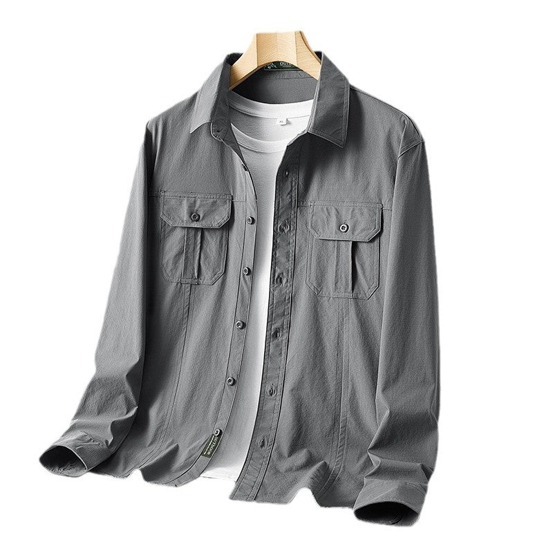 Men's Outdoor Shirt with Chest Pockets, Ripstop Fabric and Regular Fit Chichicherry