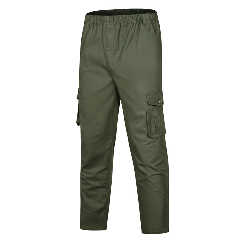 Men's cargo pants with elastic waistband, multiple pockets, and straight leg Chichicherry