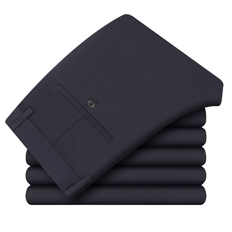 Men's Elegant Business Trousers with Stretch, Creased Fold and Jet Pocket Chichicherry