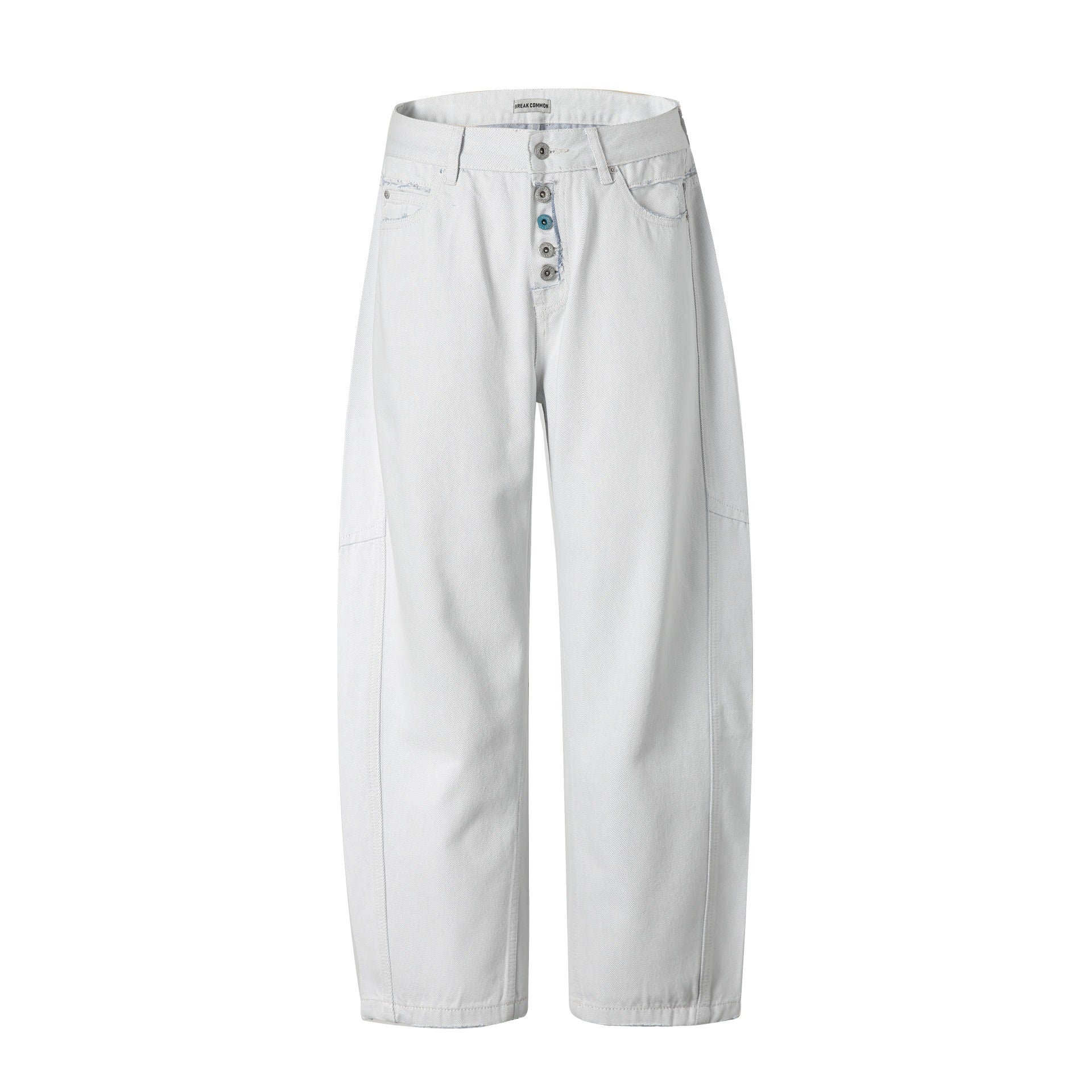 Women High-Waisted Relaxed-Fit Jeans with Visible Button Placket and Cargo Side Seams Chichicherry
