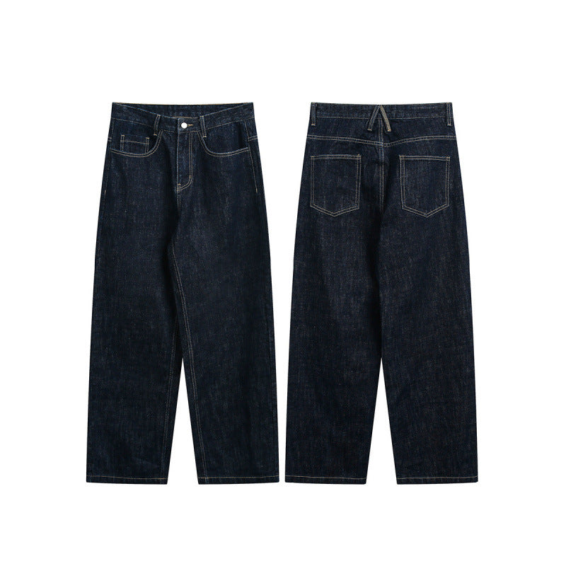Women High-Waist Straight-Leg Raw-Denim Jeans with Relaxed Fit and Five-Pocket Design Chichicherry