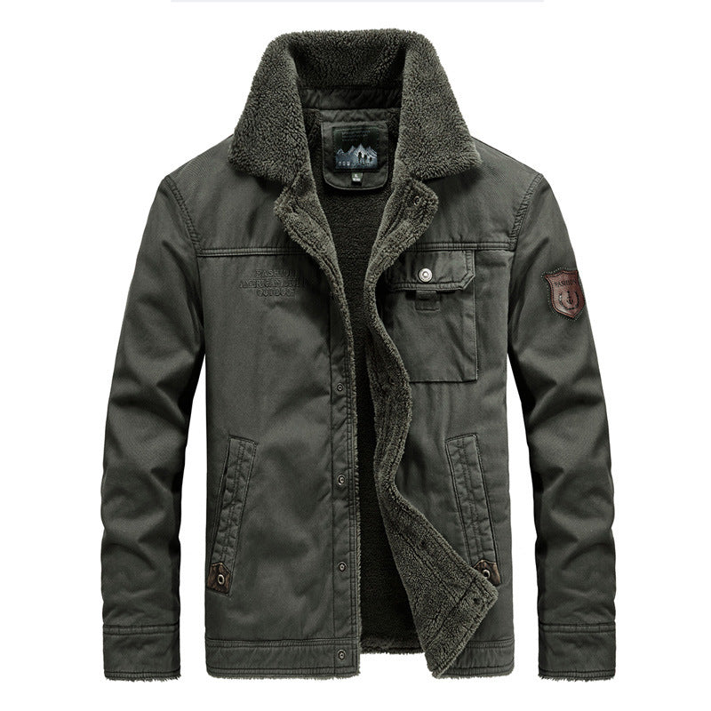 Men's robust canvas field jacket with warming sherpa lining and shirt collar Chichicherry