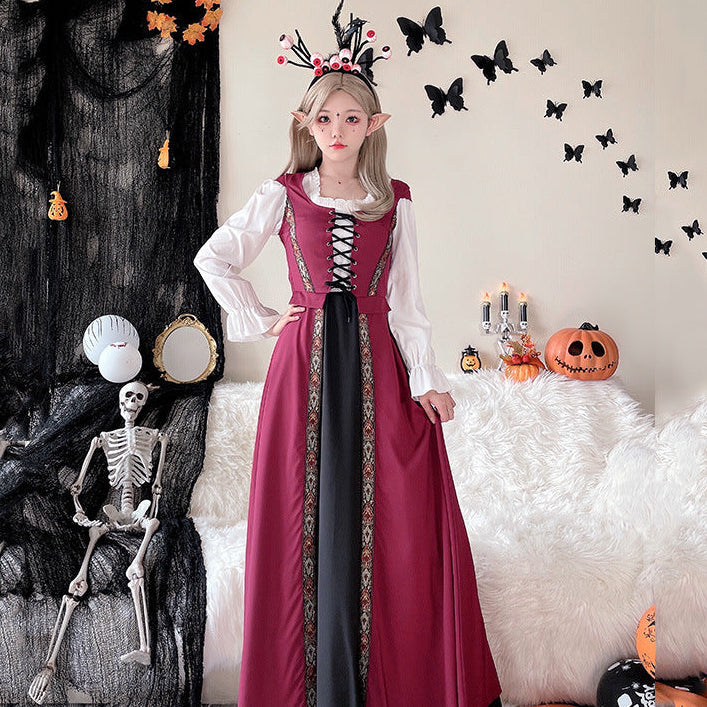 Ladies Enchanting Costume Dress with Elegant Lacing and Romantic Details Chichicherry