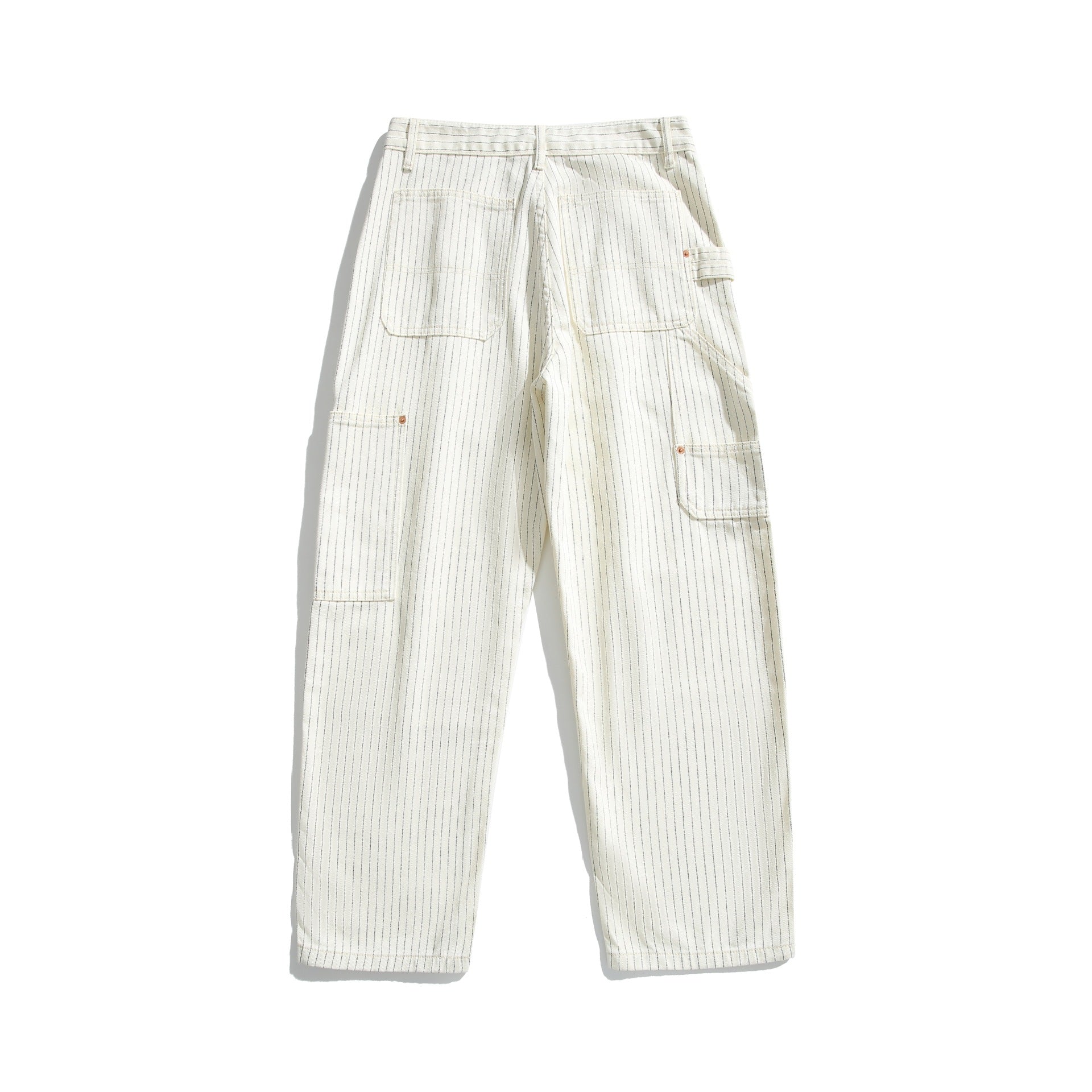 Women's carpenter pants made of linen-cotton blend with pinstripes and hammer loop Chichicherry
