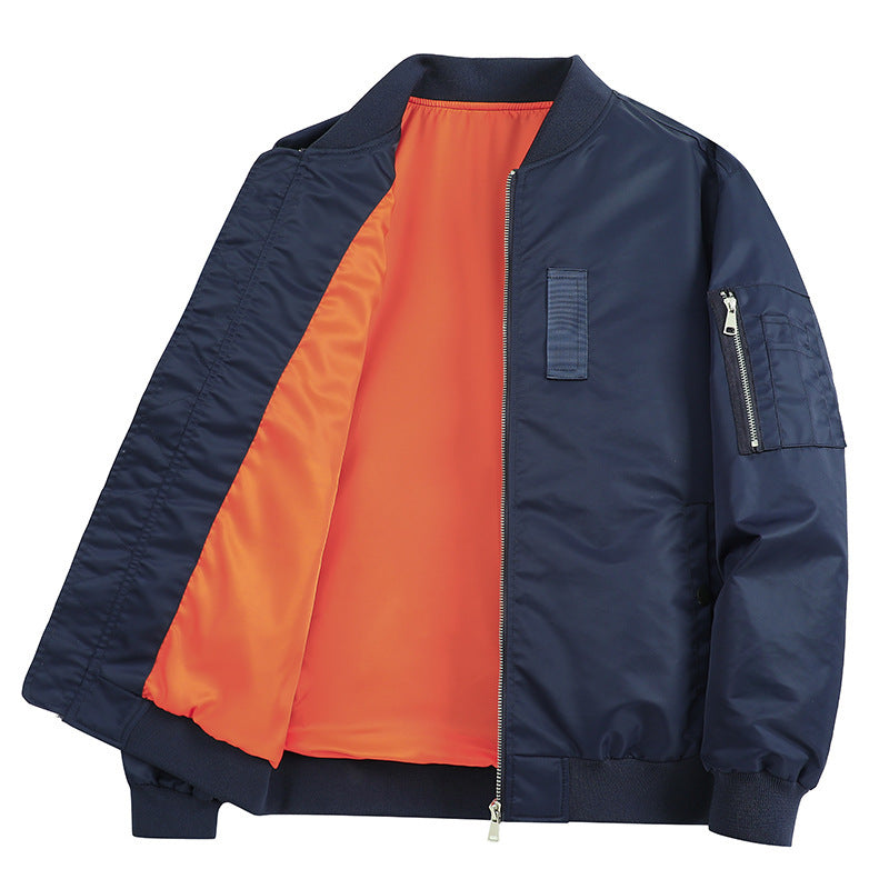 Men's Lightweight Flight Bomber Jacket with Water-Repellent Shell and Contrast Lining Chichicherry