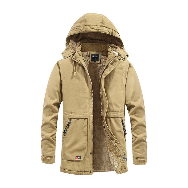 Men's city parka in canvas look with warming teddy fleece lining and hood Chichicherry