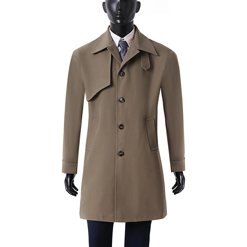 Men's mid-length oversized short coat with button placket and fine lining Chichicherry
