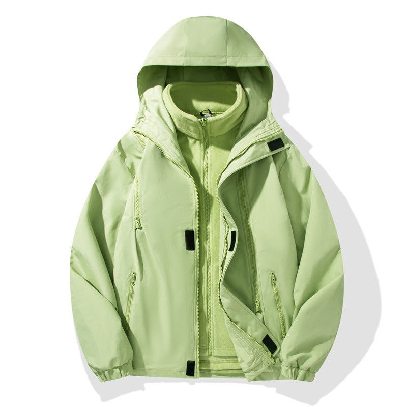 Men's Two-Piece Hybrid Hooded Jacket with Integrated Fleece Lining and Concealed Zippers Chichicherry