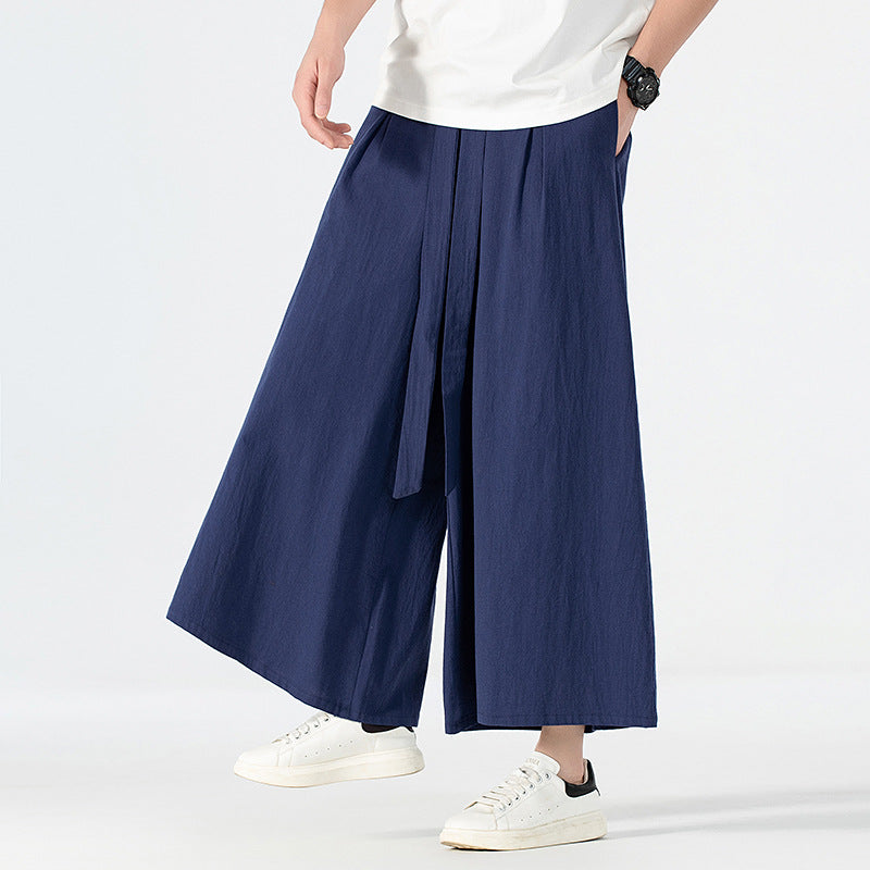 Women's Culotte-Style Skirt Pants with Wide Leg and Ties Belt Chichicherry