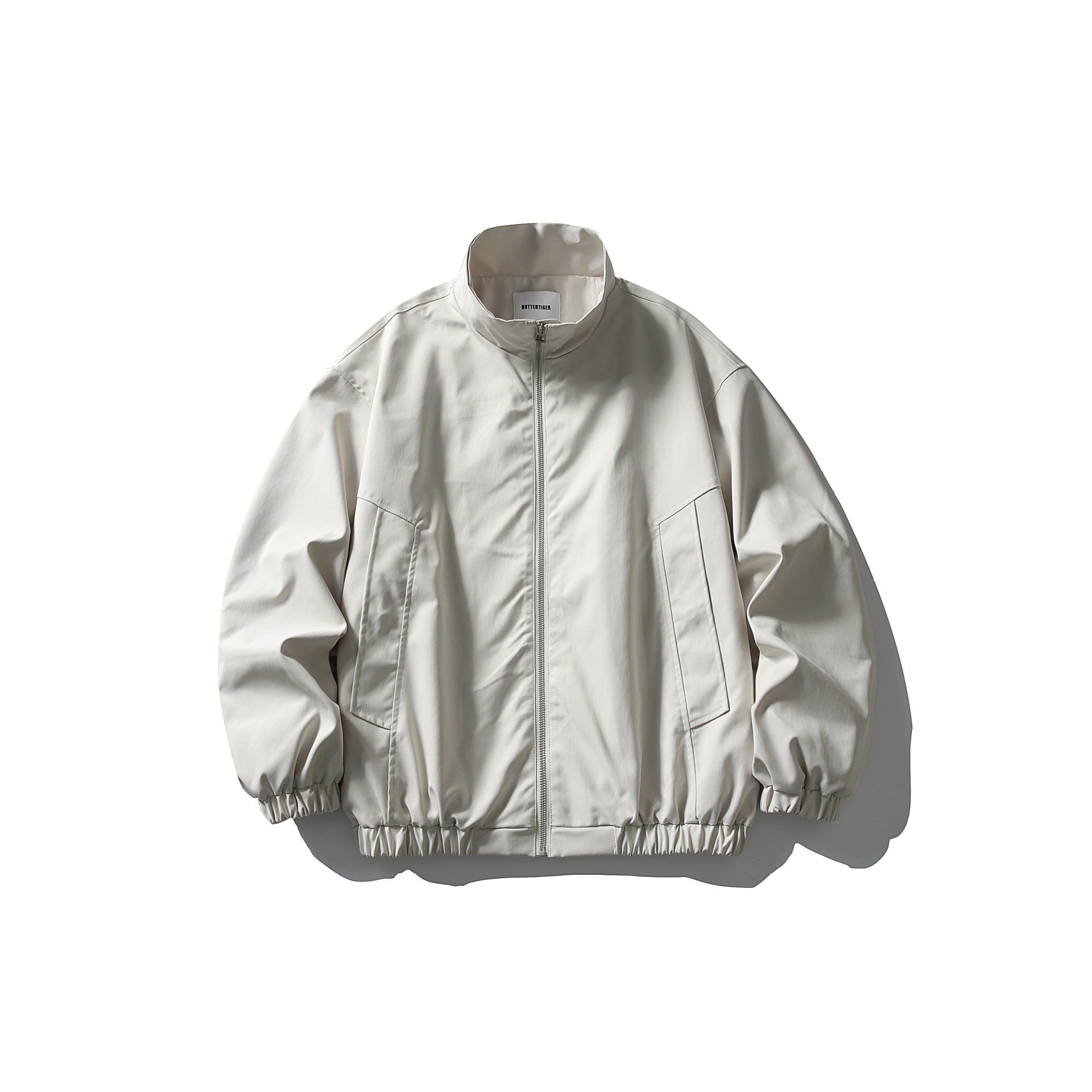 Men's Tech Bomber Jacket in Workwear Style with High Stand-Up Collar and Elastic Hem Chichicherry