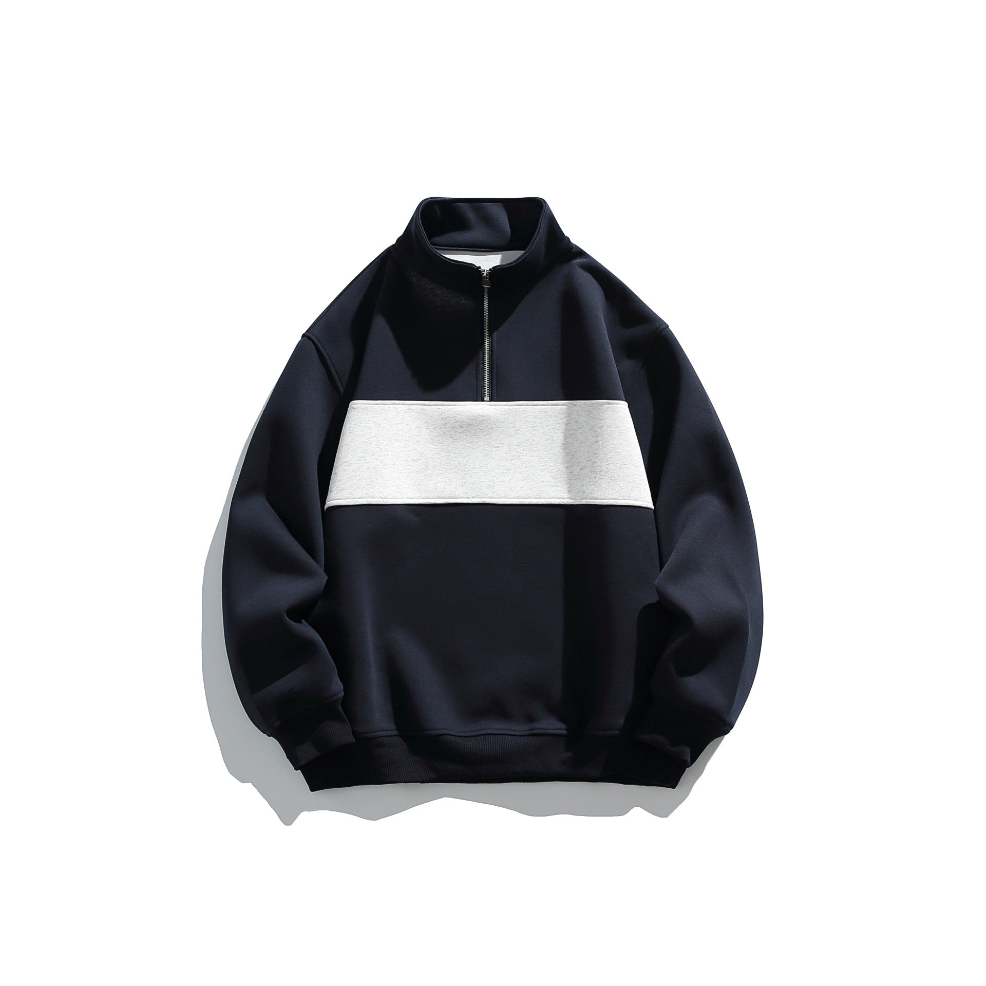 Unisex half-zip sweatshirt with high stand-up collar, boxy cut and colorblock panel Chichicherry