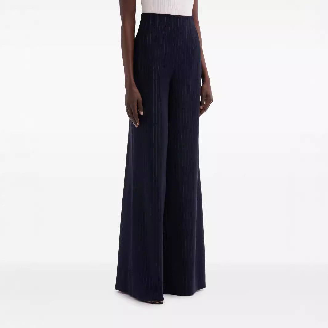 Women's High-Waisted Pleated Palazzo Pants with Wide Leg Chichicherry