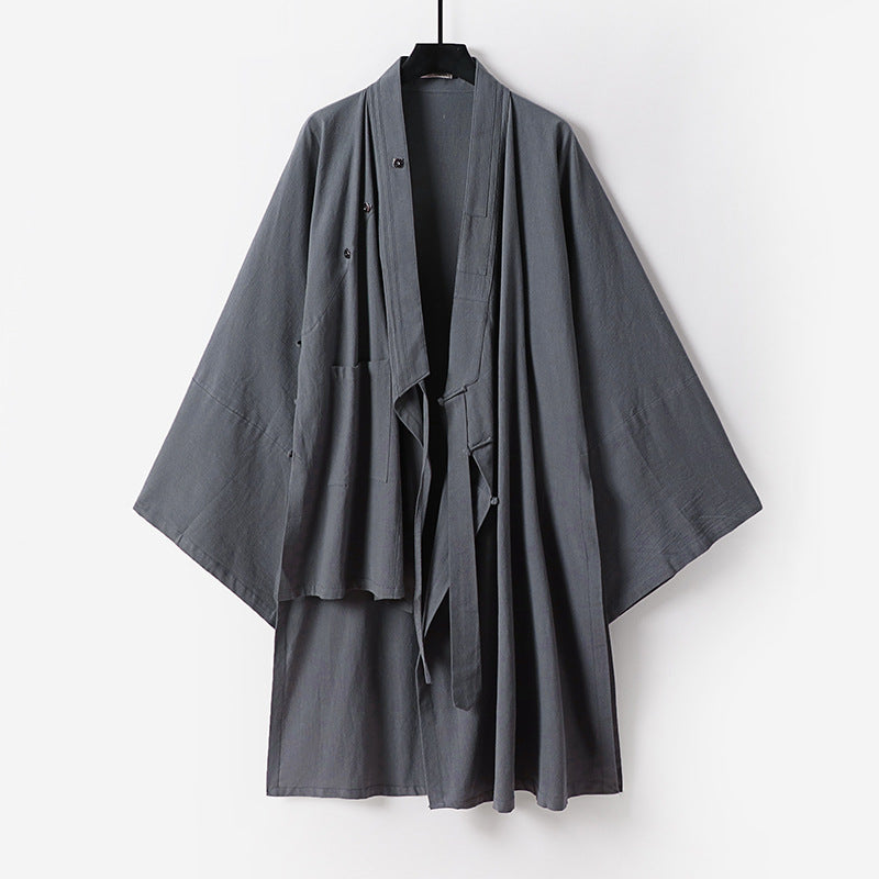 Unisex Oversize-Kimono-Coat made of cotton blend with loose fit and tie belt Chichicherry