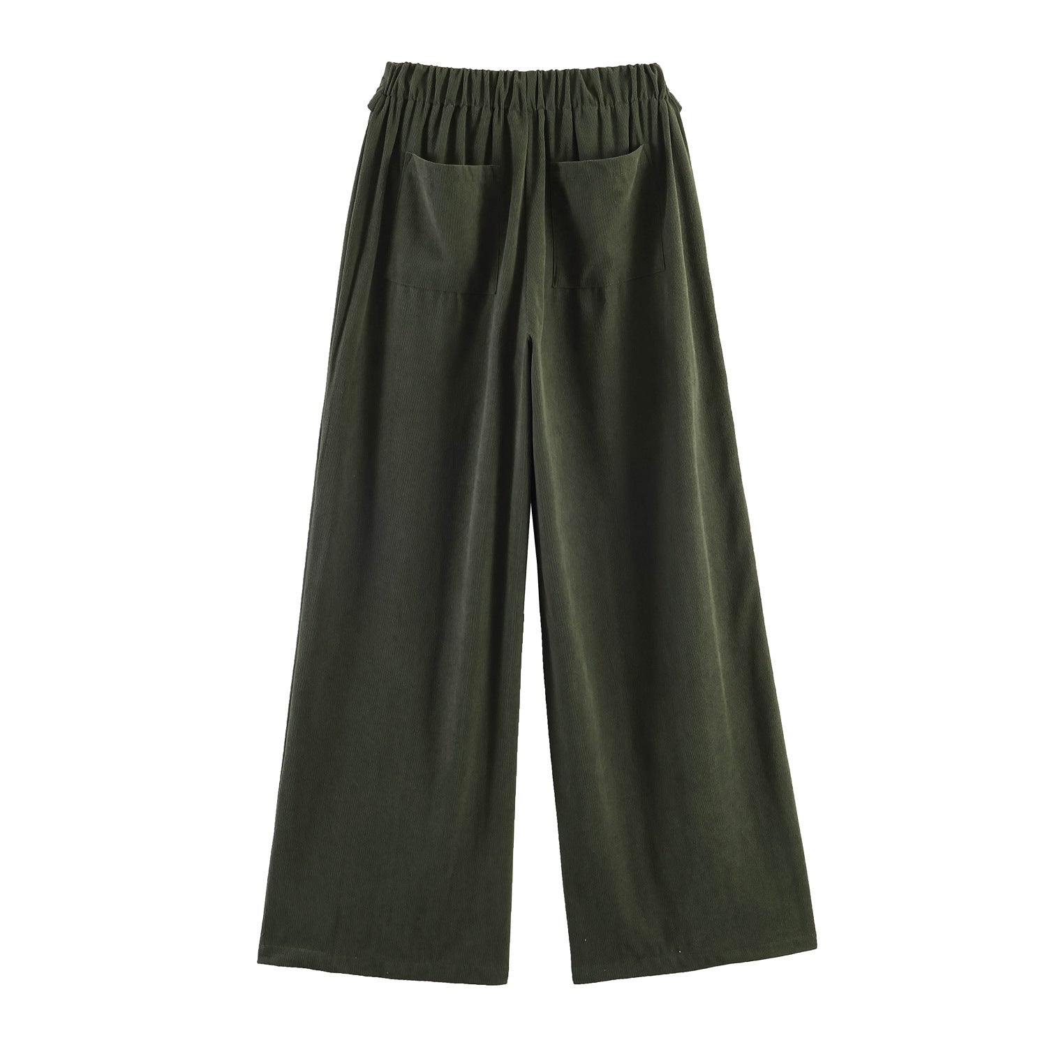 Women Wide Highwaist Pants with Turned-Up Waistband and Cord Look Chichicherry