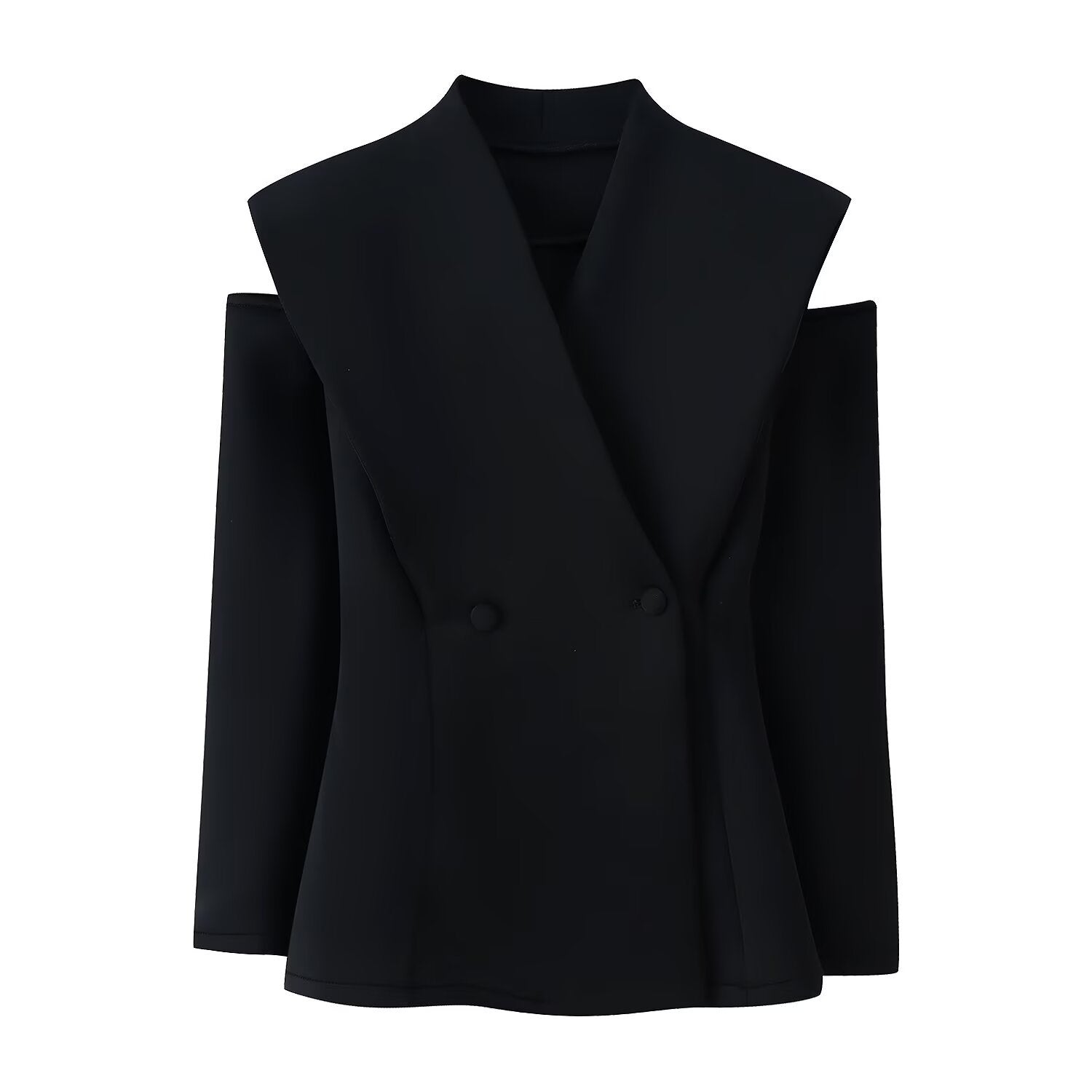 Women Sleeveless Double-Breasted Blazer with Oversized Shawl Collar Chichicherry
