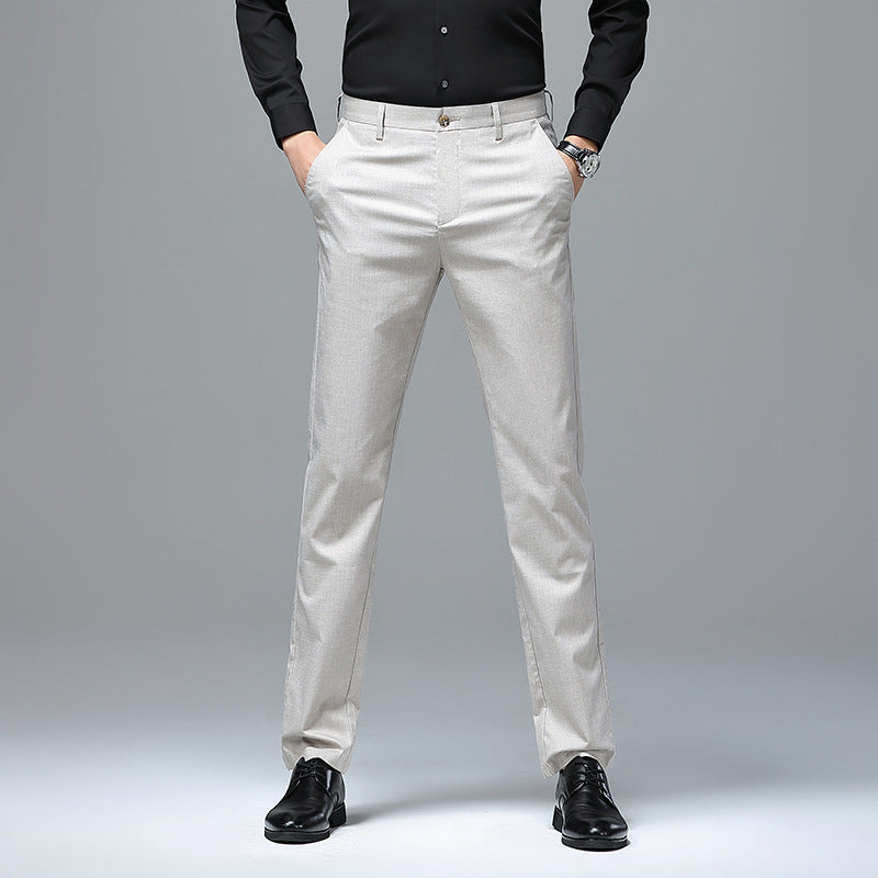 Men's Slim Chino Business Pants with Crease and Light Stretch Chichicherry