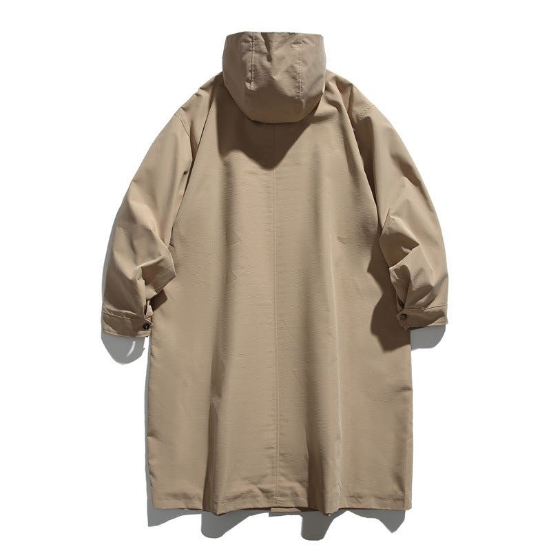 Unisex Longer waterproof oversized coat with hood and patch pockets Chichicherry