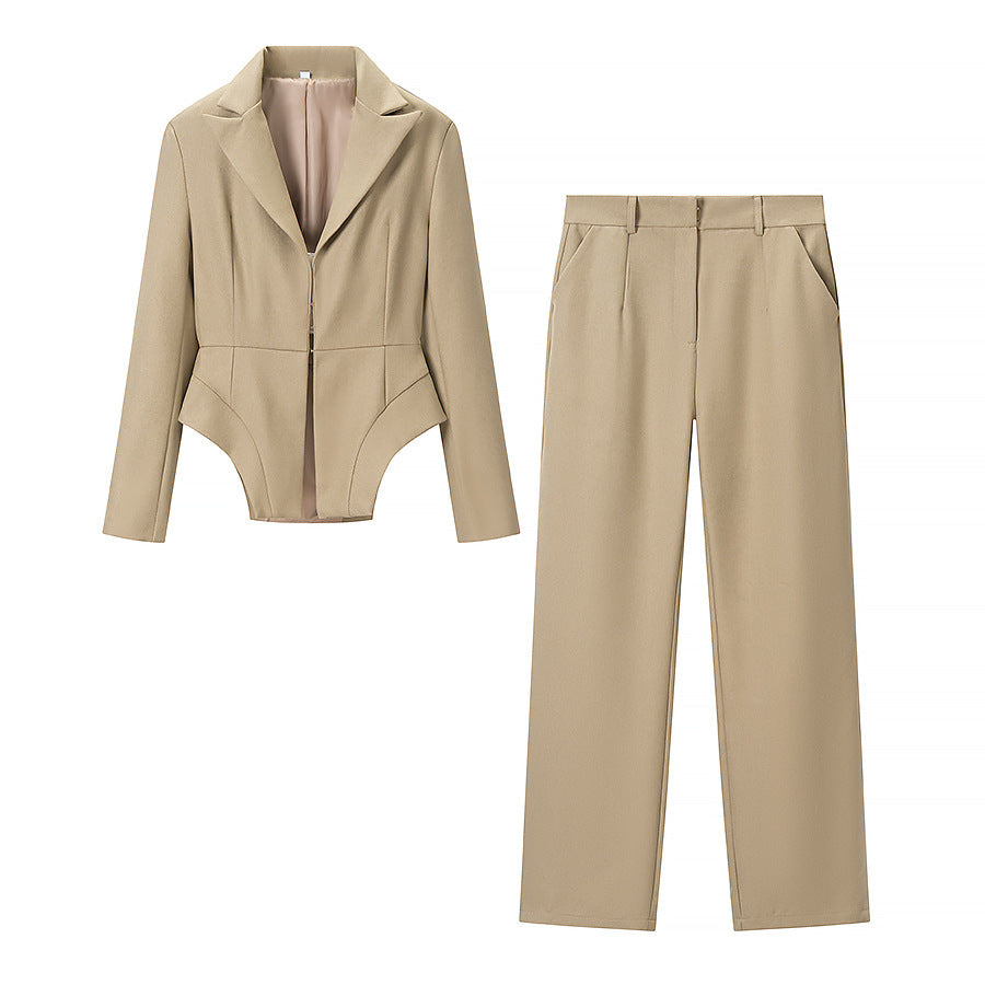 Women's Tailored Blazer with Peplum Cut and Asymmetrical Hem Chichicherry