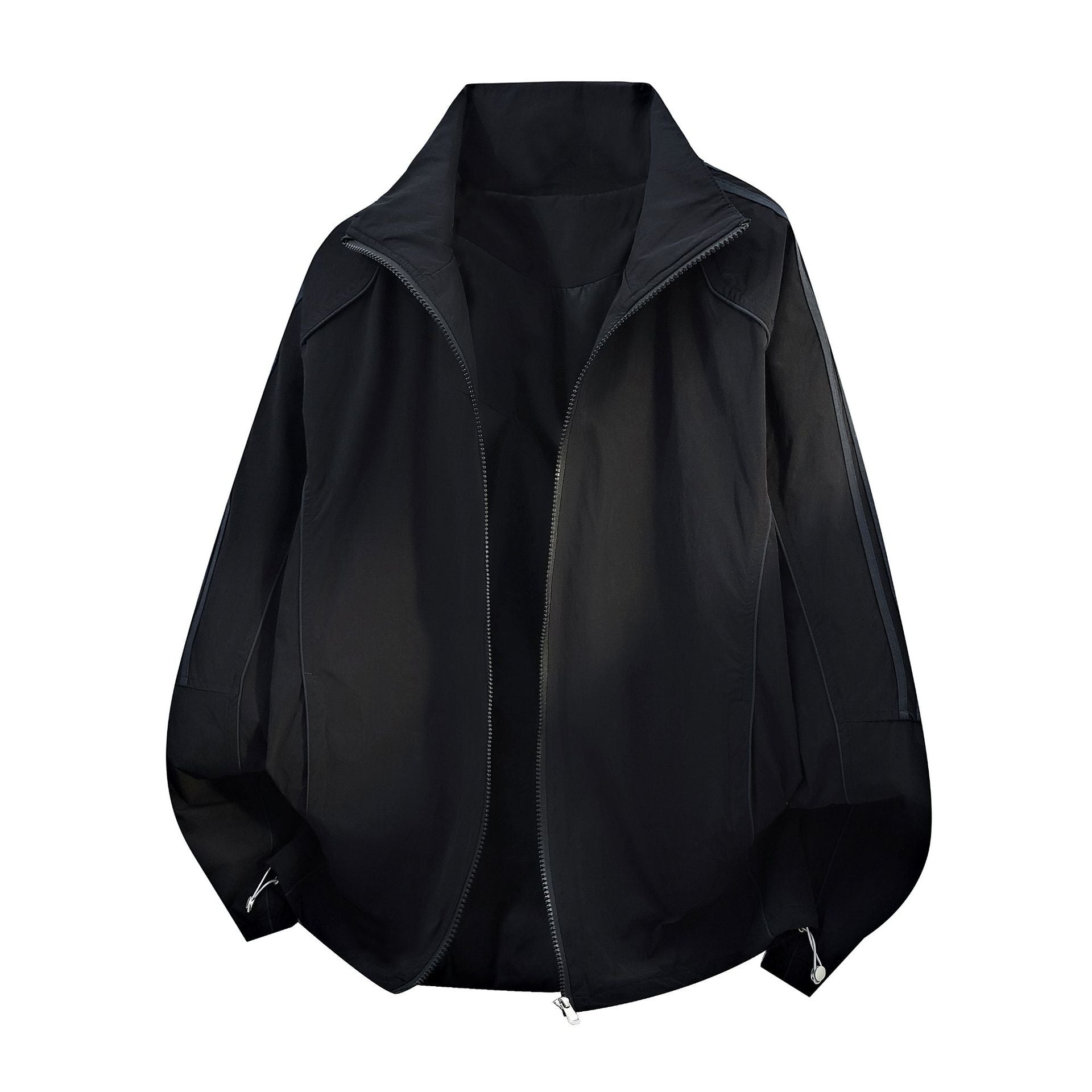 Women's Light Oversize Wind Jacket with Stand-up Collar, Drawstring and Elastic Cuffs Chichicherry