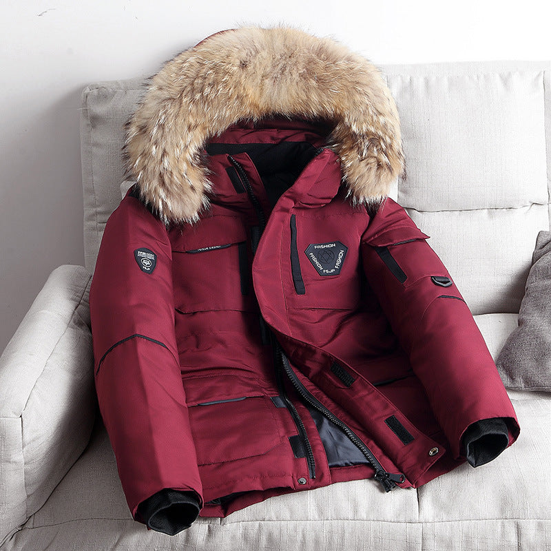 Men's sturdy winter parka with faux fur hood, padded thermal lining, and multifunction pockets Chichicherry