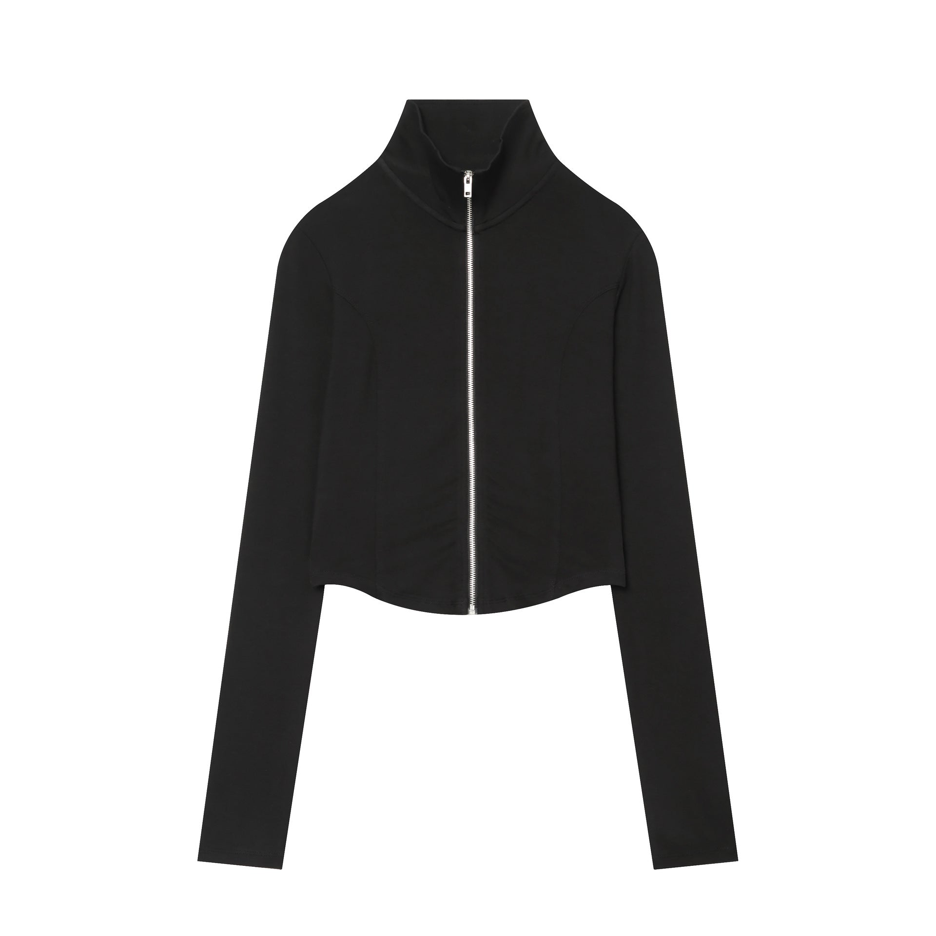 Women's Cropped Sweat Jacket with High Stand-Up Collar, Full-Zip and Tailored Peplum Look Chichicherry