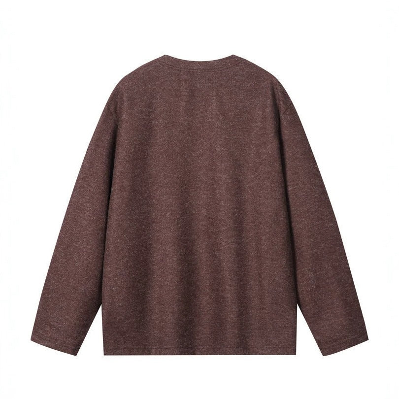 Men's Oversize Sweatshirt with V-Neck and Mélange Texture Chichicherry