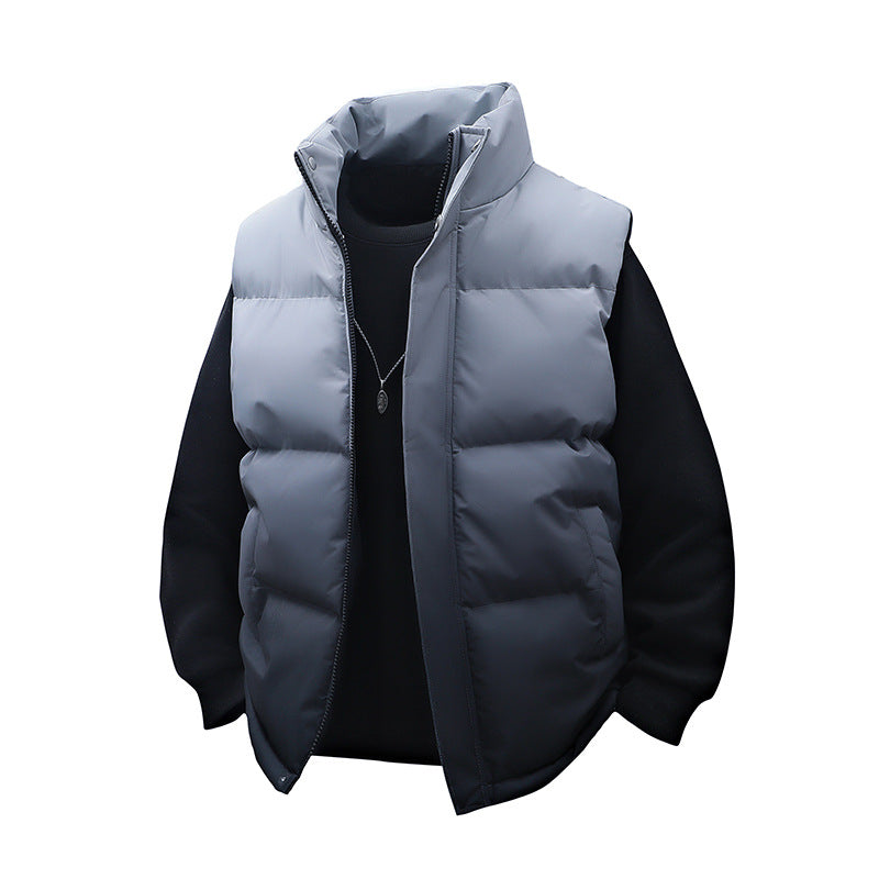 Men's Padded Quilt Vest with High Collar and Thermal Insulation Chichicherry