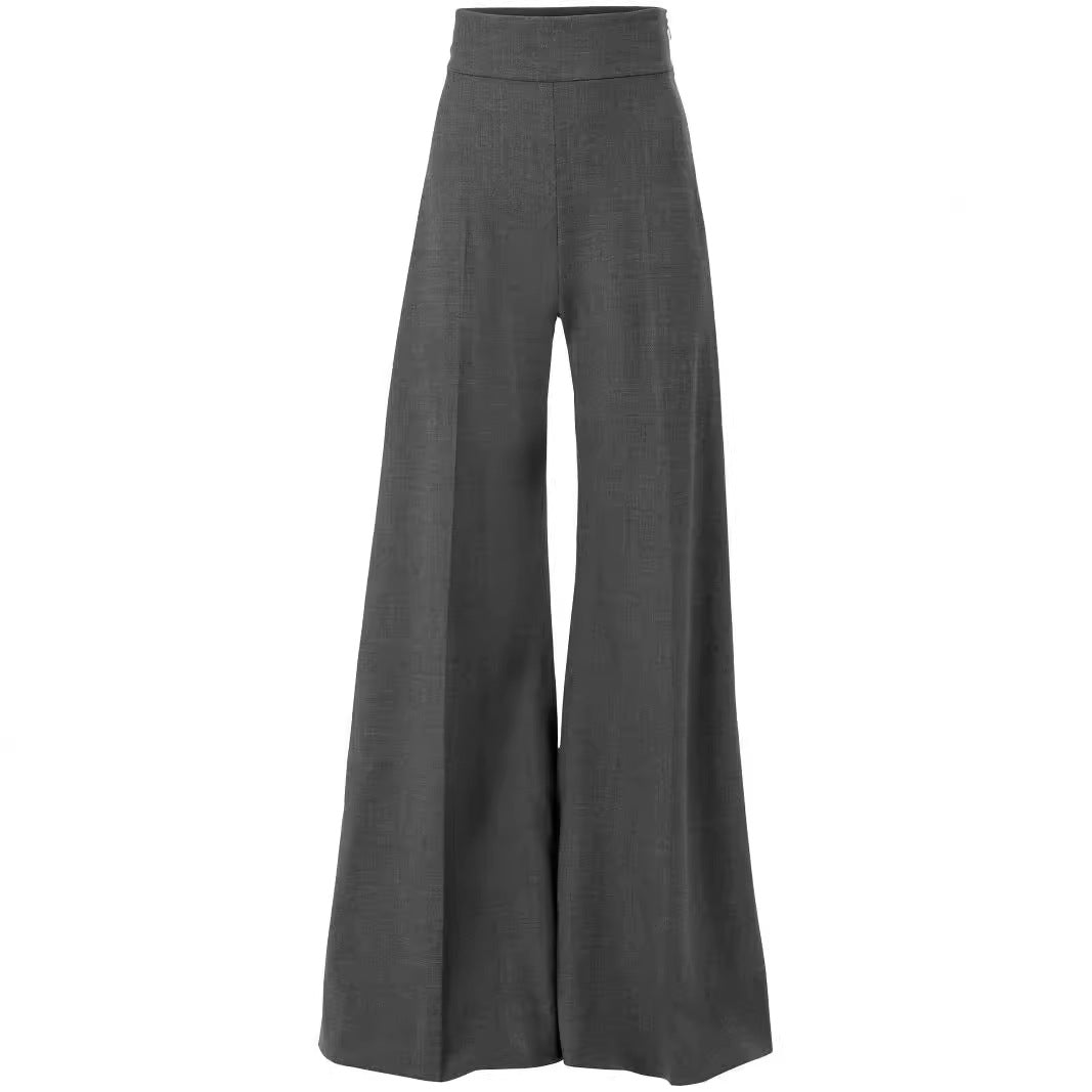 Women High-Waist ultra-wide Palazzo pants with crease and hem Chichicherry