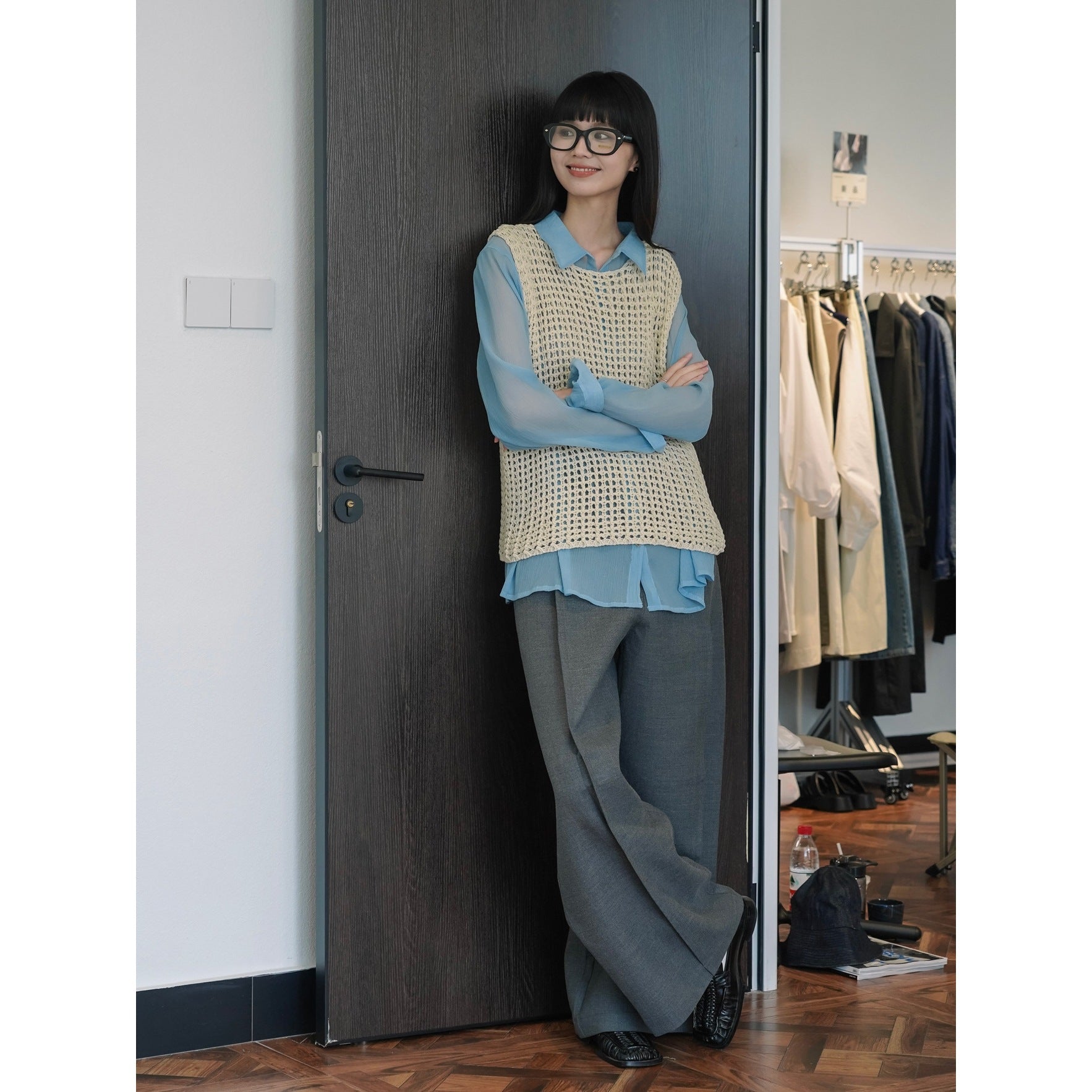 Women Crocheted Chunky Knit Vest in Layering Style made of Cotton Blend Chichicherry