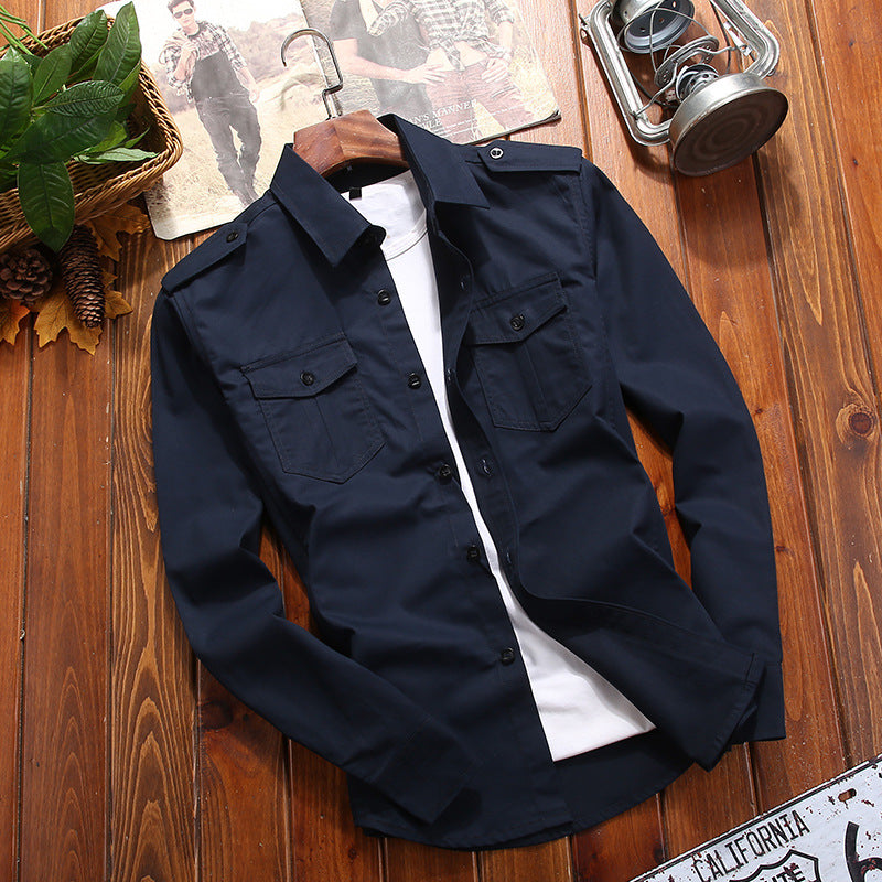 Men's field overshirt made of cotton blend with breast pockets and shoulder pads Chichicherry