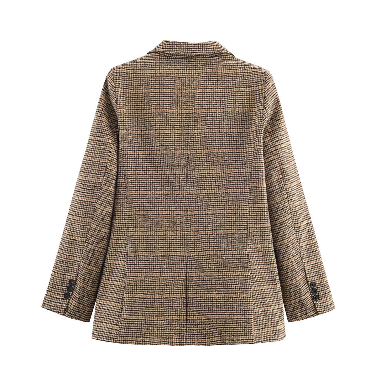 Women's Glencheck Blazer with Notch Lapels, Patch Pockets and Tailored Silhouette Chichicherry