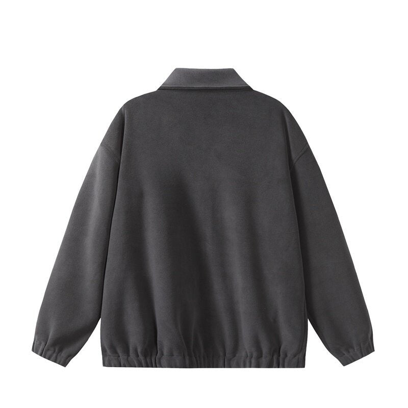 Unisex fleece blouson jacket in boxy cut with shirt collar, full zip and elastic hem Chichicherry