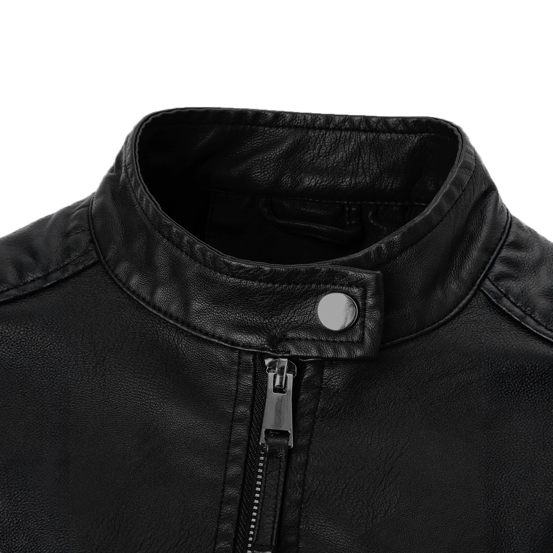 Women's Slim-Fit Biker Leather Jacket with Stand Collar Chichicherry